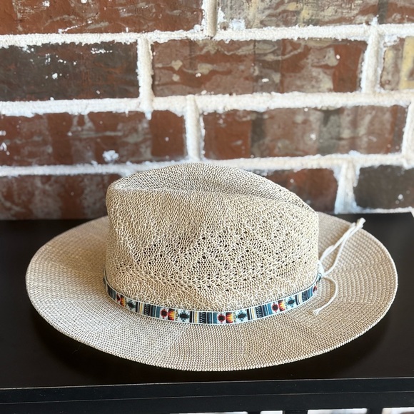 Sun and Sand Accessories - Sun 'N' Sand Beachy Natural Tan Sun Hat Colorful Tribal Band